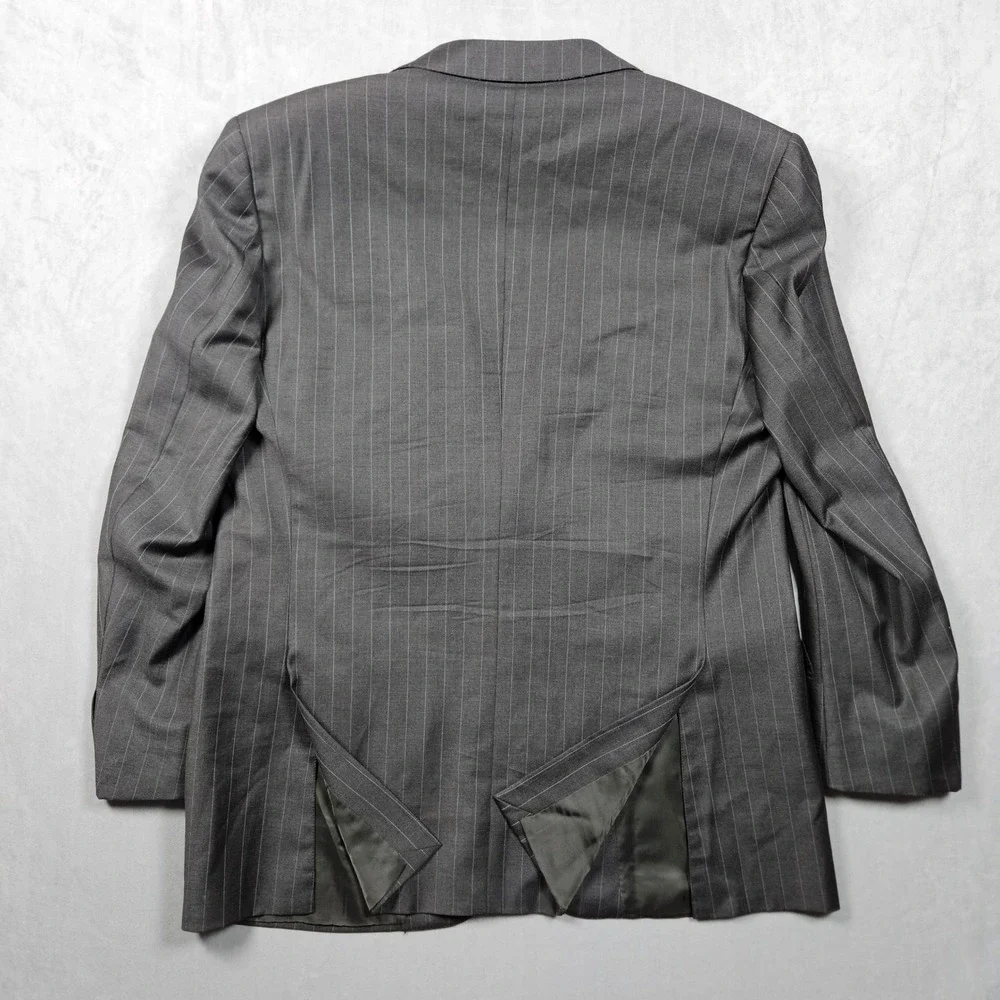 Ermenegildo Zegna Blazer‎ Mens 46R Grey Pinstripe Trofeo Wool Two Button Jacket